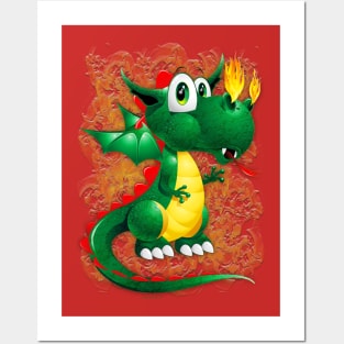 Baby Dragon Cute Cartoon Posters and Art